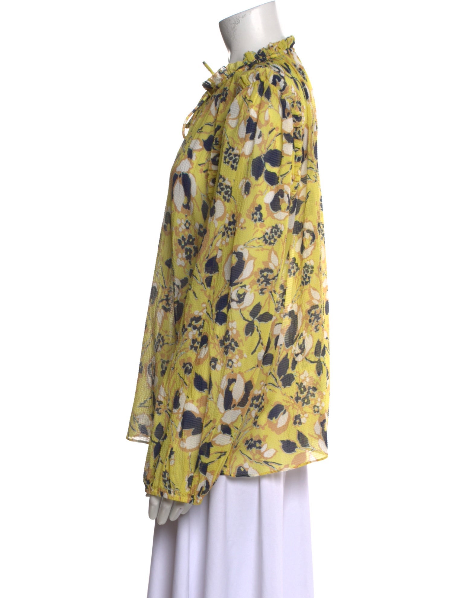 Tanya Taylor Floral Print Mock Neck Blouse